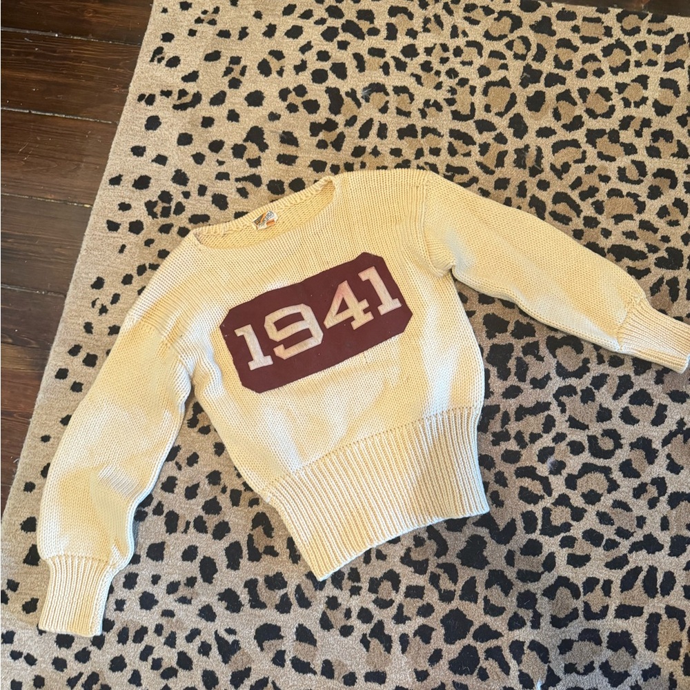 Princeton Knitting Mills 1949 Vintage Letterman Boatneck Sweater
